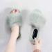 Black Fluffy Sliders Faux Fur Fluffy Slippers Women Slippers Fashion Ladies Shoes Furry Flip Flops Fur Slides with Arch Support Female Flat Sandals Autumn Slides for Indoor Outdoor (D 24.5CM) (C 24 C 24.5CM