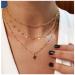 Boho Layered Disc Coin Necklace Choker Gold Cactus Pendant Necklace Stacking Satellite Chain Necklace Vintage Multilayer Necklace Chain Jewelry for Women and Girls Gifts