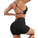 SUUKSESS Women Seamless Workout Set: Strappy Sports Bra & High Waist Booty Shorts - Black - Buy Online on GoSupps.com