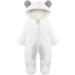 Haokaini Newborn Bear Warmer Snowsuit | Cotton Fleece Hooded Romper for Baby Girls Boys | 9-12 Months | White - Buy Online on GoSupps.com