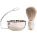 Bey-Berk BB13 Chrome Plated & Satin Soap Dish with Pure Badger Brush - Luxury Bathroom Accessory - Buy Online on GoSupps.com