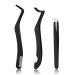 simarro 3 Pcs Eyelash Applicator Tool Set False Eyelashes Applicator Tool Remover Clip Professional Eyelashes Tweezers Curved Eyelash Eyebrow Curler for Beginners Makeup Artists (Black)