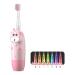 Children's toothbrush electrically from 2-12 years sound tooth electrical with LED color light Smarts Timer 2 soft brush head ipx 7 water-tight baby sound toothbrush for girls (color: pink 1 piece (1 Pack) pink