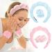 Ottsas Skincare Headband and Wash Wristbands Set for Women - Blue Terry Cloth Sponge Headbands for Facial Cleansing and Makeup Removal - Buy Online on GoSupps.com
