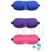BE 3 Pack 3D Contour Velcro Sleep Mask with 3 Ear Plugs (Blue Purple Margenta)