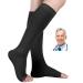 SEXYEYE T.E.D. Anti Embolism Compression Stockings, Thigh High Knee High Unisex 15-20 mmHg Ted Hose Socks with Inspect Toe Hole #1Black(1pair) Small (1pair)