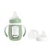 BEABA 2-in-1 Glass Baby Bottle to Glass Training Sippy Cup  Learning Cup  Baby Bottle with Soft Silicone Nipple and Sippy Spout  Baby  Toddler 7 oz (Sage) Charcoal