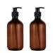 sdoot Shampoo Bottles with Pump, 17oz Refillable Amber Plastic Pump Dispenser Bottle for Soap Shampoo Conditioner, 2 Pack 500ml Brown