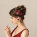 Handmade Red Flower Lace Bridal Hair Comb - Elegant Wedding Side Comb for Women - Buy Online on GoSupps.com