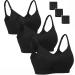Dreamburn Maternity Nursing Bra Wireless Seamless Comfortable Breastfeeding Bras 4 Rows Adjust Hook with Removable Spill Prevention Pads Add Extenders M 3*solid Black
