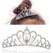 Kilshye Blue Tiara Combs Princess Crystal Tiaras Comb Wedding Crown Costume Birthday Hairpiece for Women and Girls A-silver