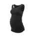 ZUMIY Pregnant Maternity Top Women's Cotton Round Neck Ruched Waist Maternity Cami Shirt S Black