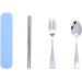 Portable Stainless Steel Cutlery Set Spoon Fork Chopsticks Three Piece Set Student Cutlery Set Blue - Buy Online on GoSupps.com