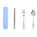 Portable Stainless Steel Cutlery Set Spoon Fork Chopsticks Three Piece Set Student Cutlery Set Blue