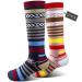 ZVINLOS Ski Socks Kids Warm Winter Crew Socks Toddler Ski Socks Thick Thermal Snowboarding for Boys Girls (2 Pairs/3 Pairs) Black&pink Medium