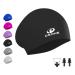 Womens Silicone Swim Cap for Long Hair,3D Ergonomic Design Silicone Swimming Caps for Women Kids Men Adults Boys Girls with Ear Plug and Nose Clip 1 Pack black