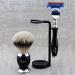 3 Pc Men's Shaving Kit - 5 Edge Safety Razor Silver Tip Badger Hair Brush & Stand Set - Perfect Gift for Men - Buy Online on GoSupps.com