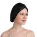 SOBONNY Silk Bonnet for Sleeping 100% Mulberry Silk Hair Wrap for Hair Care Double-Side Layer Sleep Cap for Curly Hair Black Night Bonnet for Women One Size Black(style One)