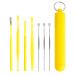 Ear Wax Removal Kit 7 Pcs Ear Pick Earwax Removal Tool Ear Cleansing Tool Set Stainless Steel Ear Wax Remover with Storage Box Reusable Ear Curette Wax Removal Set for Children & Adults Yellow