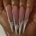 French Tip Press on Nails -Ultra long water droplet nailsPress On Nails with Nail Tips White pearl French fake nails press on nails Acrylic False Nails Cute Artificial Nails