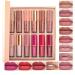 Rechoo 12 colors matt ink lipstick set nude tones rose pink waterproof lip gloss long-lasting lip tint non-stick cup lip gloss liquid lipstick set for make-up cosmetics