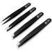 OCBA 4 Pcs Black Tweezers for Facial Hair Women & Men - Professional Stainless Steel Eyebrow Tweezers for Ingrown Hair on Nose, Ear - Precise Grooming of Eyebrows - Buy Online on GoSupps.com