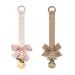 Elodie details pacifier chain 2 Pack made of fabric and stainless steel clip for baby boy and girls universal silicone ring suitable for all pacifier - powder pink/soft terracotta pink