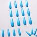 Bufenia Matt Pure Colorful Long Ballerina Press-On Nails - 24 Full Cover Coffin Nails for Women & Girls (Blue) | International Shipping Available - Buy Online on GoSupps.com