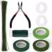 GLAMFIELDS Floral Arrangement Kit with Cutter  5 Rolls 1/2 Wide Floral Tapes  100 pcs 26 Gauge Floral Stem Wire  1 Roll 22 Gauge Floral Wire for Bouquet Stem Wrapping and Floral Crafts Green 8pcs