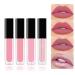 4Pcs Nude Pink Purple Matte Glitter Lipsticks Sets Liquid Lip Gloss Lip Stick Makeup for Women Long Lasting Waterproof Non-Stick Cup Non-Drying 24 Hours labiales mate 24 horas originales A#nude pink