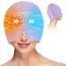NEWGO Migraine Relief Cap Full Coverage Headache Hat for Migraine Cold Therapy Ice Head Wrap for Puffy Eyes Tension Sinus and Stress Relief Form Fitting & Stretchable (Purple)