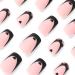 French Tip Press on Nails - Short Square matte style Press On Nails with Nail Tips Black love heart Design Gradient Glossy nake skin color press on nails Acrylic False Nails Cute Artificial Nails - Buy Online on GoSupps.com