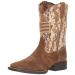 Ariat Patriot Western Boots  Youth Kids Cowboy Western Boot Little Kid (4-8 Years) 1 Little Kid Antique Mocha Washed Suede/Sand Camo Print