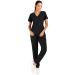 Minty Mint Women's Solid Stretch Medical Uniform Scrub Set V Neck Top Cargo Tapered Jogger Pants Medium Black1