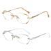 Glassesify Women s Diamond Rimless Anti-Blue Light Presbyopia Glasses Ultra Light Frameless Reading Glasses 2pcs 1 x