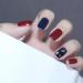 Sethexy square wrong nails shortly sparkle red blue complete cover fake nail art design 24st acrylic press the nail tips for women and girls
