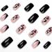 Foccna Black Snake French False Nails - Medium Glossy Press on Tips for Daily Wear and Nail Art - Buy Online on GoSupps.com