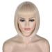 ATAYOU Women's Short Straight Blonde White Wig Synthetic Blonde Hair Wig (Blonde)
