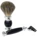 NSNT Exquisit Men's Shaving Brush Set - Fashionable Natural Hair & Metal Stand | Premium Beard Grooming Tool 10x16.5cm Silver - Buy Online on GoSupps.com