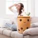 Hpory Bubble Tea Plush Pillow - Boba Milk Tea Cup Soft Toy with Strawberries - 23cm Brown Kids Stuffed Throw Pillow - Buy Online on GoSupps.com