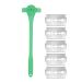 Back razor for men-long silicone handle flexible back trimmer razor-2-in-1 multifunctional anti-slip handle fur care massage tools for men boys men adults green