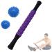 Vandove massage roller muscle roller stick ultra-portable massage device depth massage roller with 2 massage ball for trigger-point massage fascia roll with handle ideal for beginners (violet)