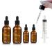 Dropper Bottles 0.1&0.3 oz with 5ml Syringe Extract Tool 5ml & 10ml Thick Dark Amber Glass Tincture Bottles with Eye Droppers-Leakproof Essential Oils Small Bottles with Scale Lines