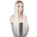 SHIYID Platinum Wig Synthetic Lace Front Wig Blonde Hair Brown Roots Wigs for Women White Long Silky Straight Heat