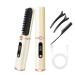 Cordless Hair Straightener Comb Hair Straightening Iron with Built-in Comb Negative Ion Hot Comb Hair Straightener Anti-Scald Hair Straightener Brush for Home Office Travel and Gift (Cordless White)