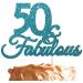 50 & Fabulous Birthday Cake Topper with Bold Swirly Design for 50th Birthday Celebration Made in UK - Light Blue - Buy Online on GoSupps.com