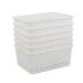 Anbers White Plastic Weave Storage Basket, 10.03" x 7.59" x 4.09", Set of 6