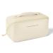 Aucuu Premium PU Cosmetic Bag Travel Bag Large Capacity Layered Cosmetic Bag Zipper Bag Portable Travel Organizer Multifunctional Waterproof Bag Easy to Carry - Gift for Women #5 Beige-5