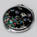 Mother of Pearl Lily Compact Makeup Pocket Round Purse Cosmetic Mirror in Black Lily Black