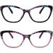 Hyyiyun Cat-eye Bifocal Reading Glasses Women 2 Pairs Spring Hinge Designer Floral Frame Readers - Purple & Black Flower Pattern 2.5x - Buy Online on GoSupps.com